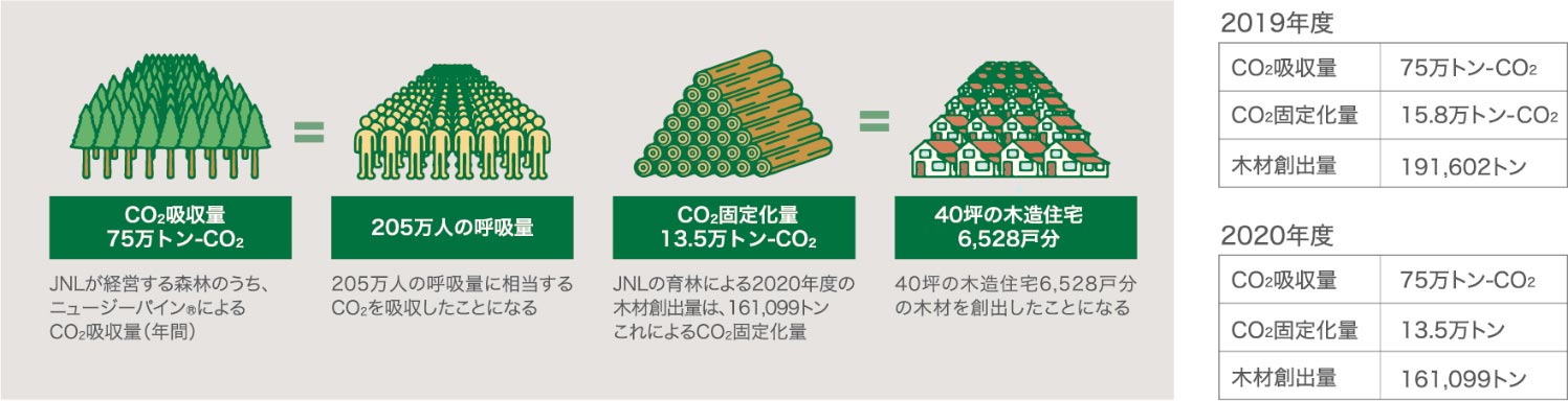 CO2の吸収と固定化量